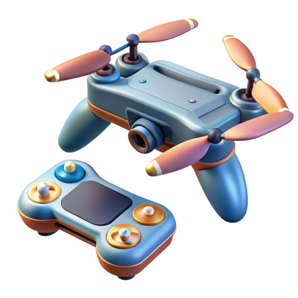 stunning creative Drone with Remote Controller Isolated detailed png