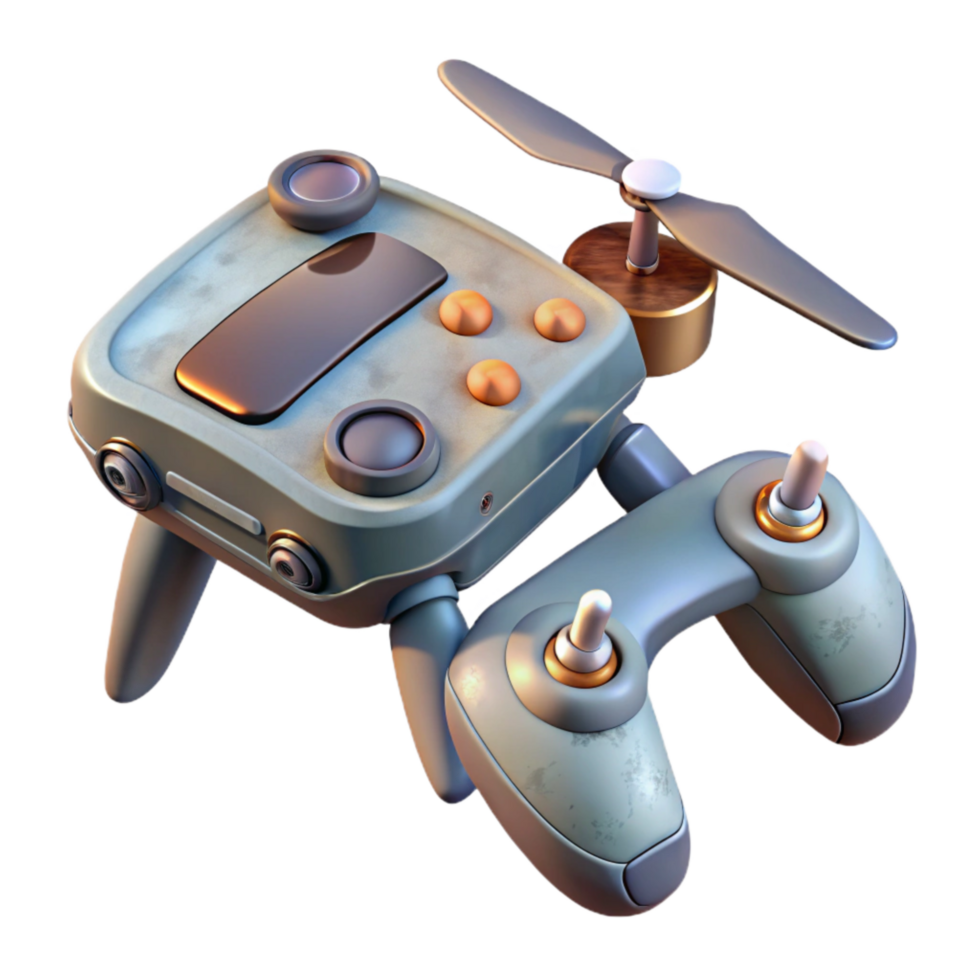 serene rustic Drone with Remote Controller Isolated exclusive png