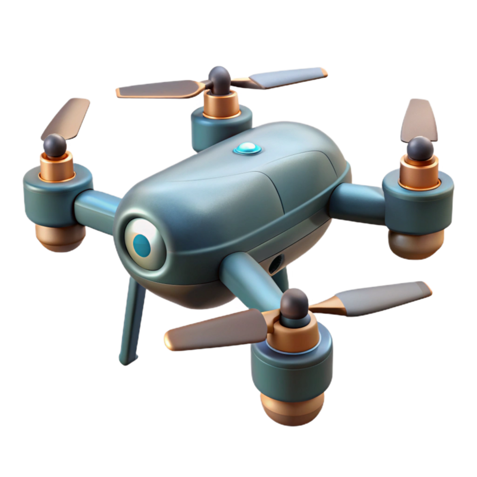 wonderful modern Drone with Rotating Propellers Transparent Background authentic png