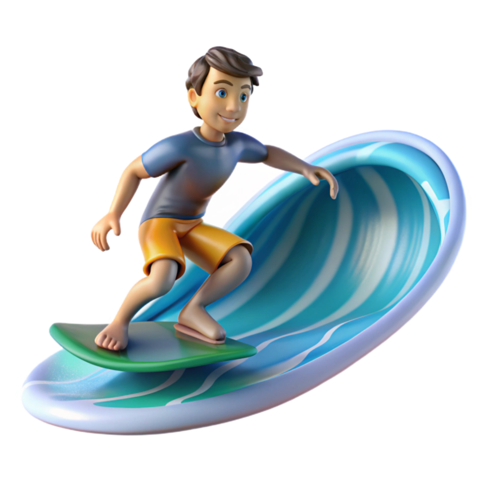 serene creative Surfer Riding Ocean Wave Isolated premium png