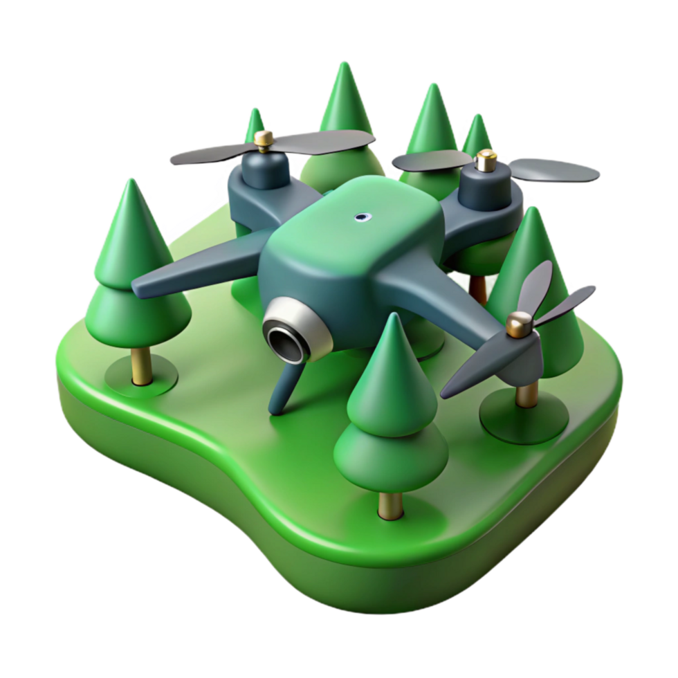 impressive traditional Drone with Shadow Over Green Forest Cutout high quality png