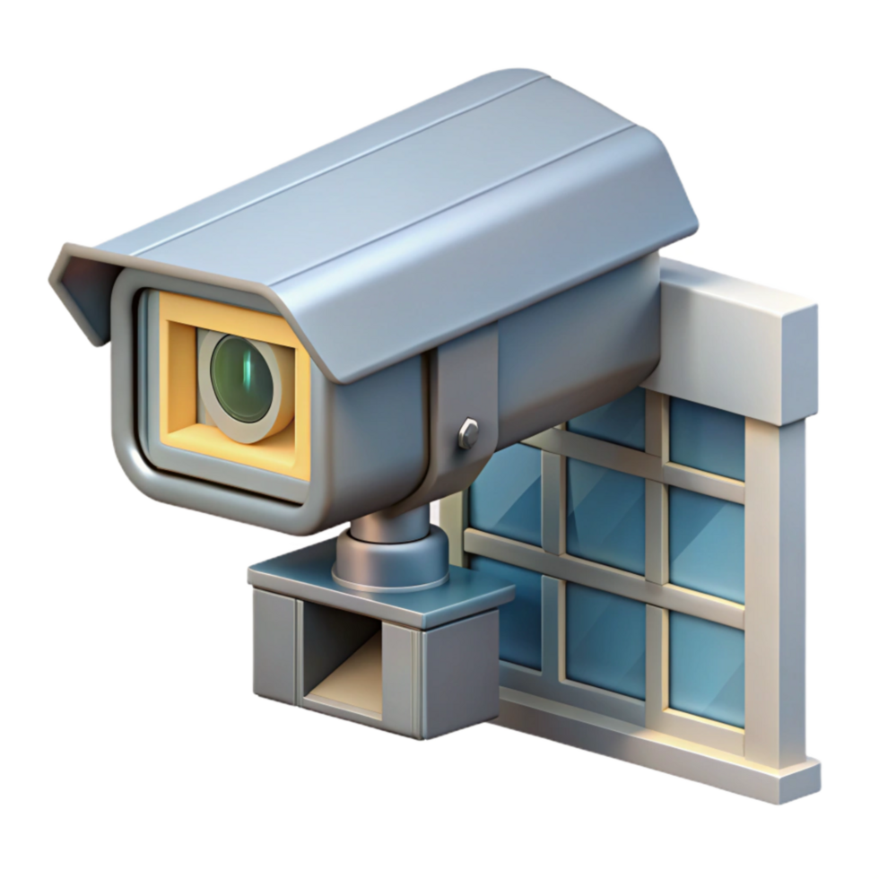 dramatic classic Surveillance Camera Building Facade Transparent Background high quality png
