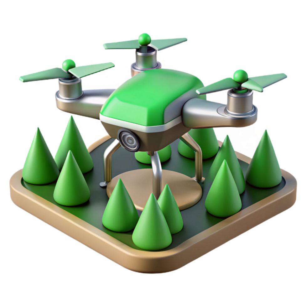 elegant abstract Drone with Shadow Over Green Forest Cutout detailed png