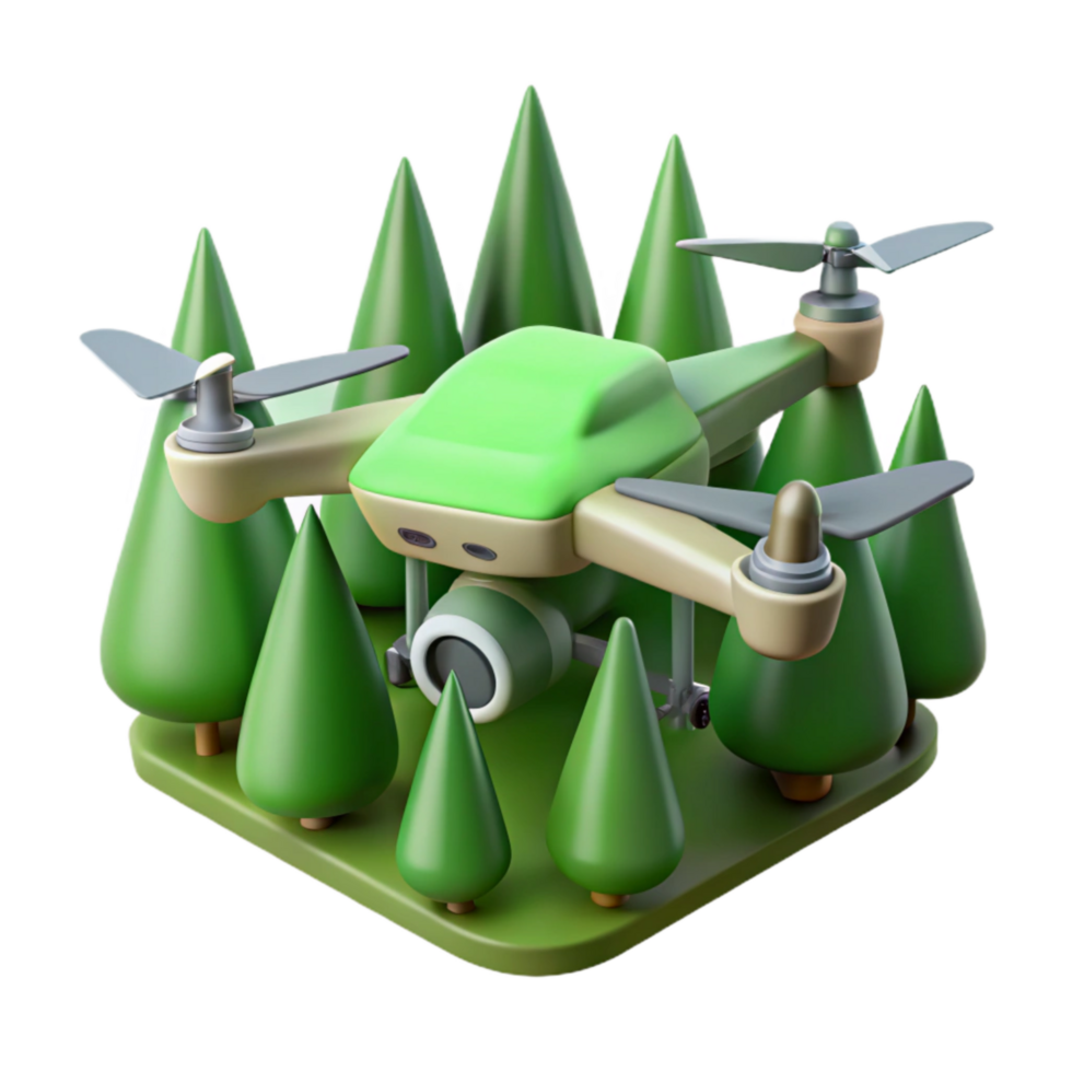 vibrant abstract Drone with Shadow Over Green Forest Cutout premium png