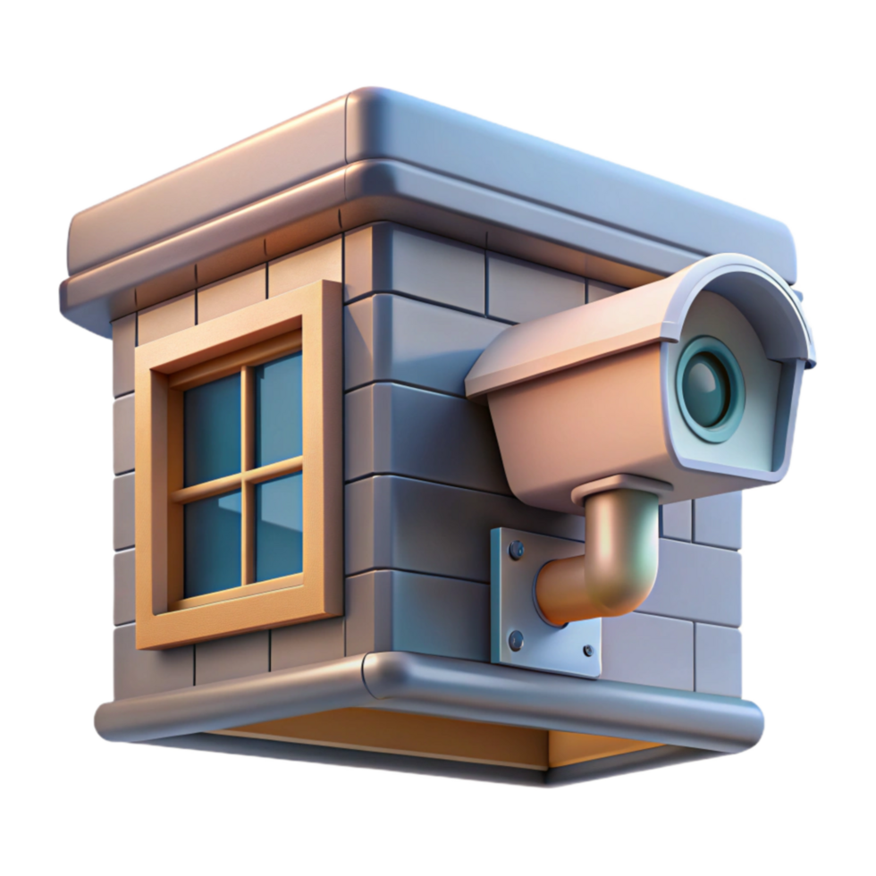 dramatic modern Surveillance Camera Building Facade Transparent Background authentic png