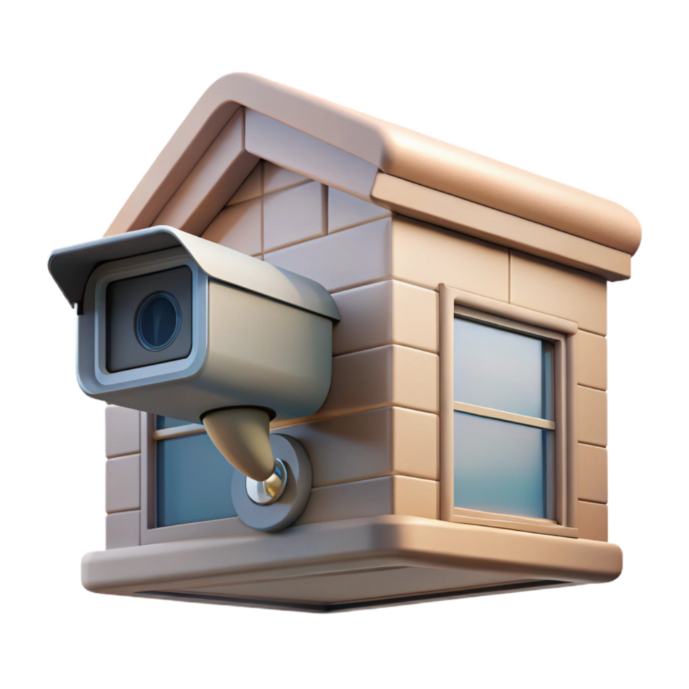 extraordinary contemporary Surveillance Camera Building Facade Transparent Background high quality png