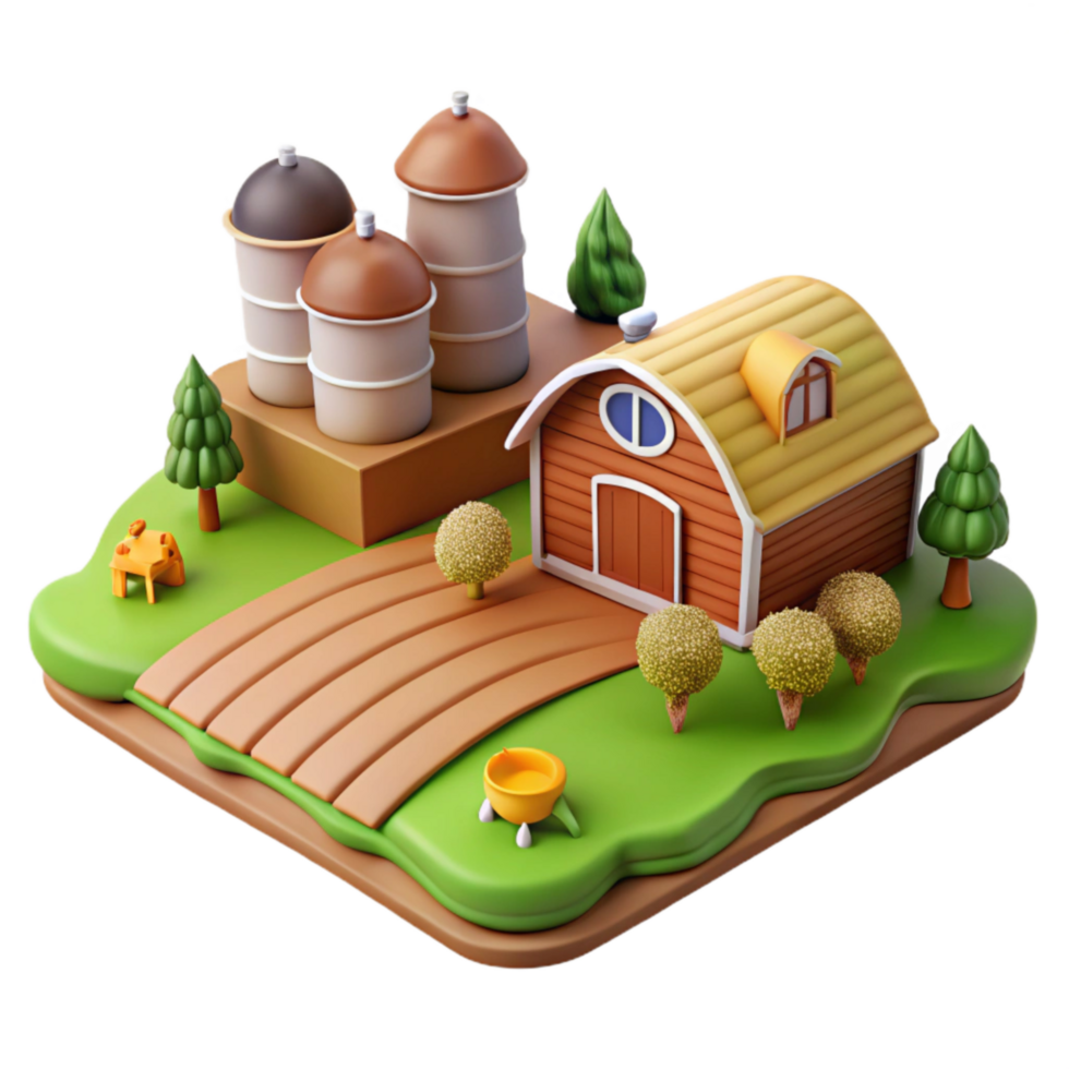vibrant artistic Sustainable Agriculture Farm Landscape Transparent Background professional png