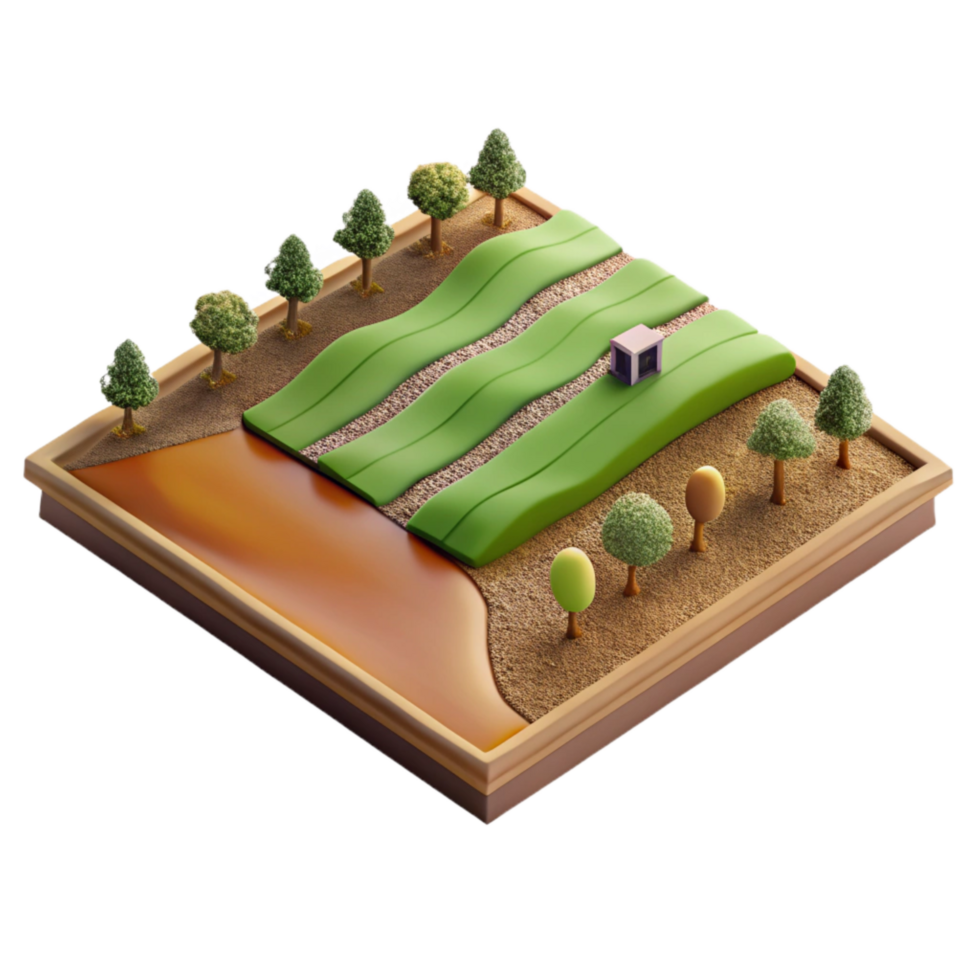 elegant vintage Sustainable Agriculture Field Aerial View Transparent Background premium png