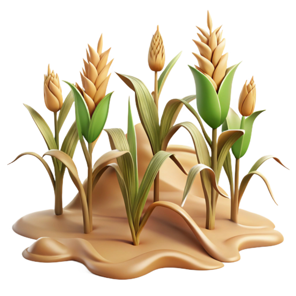 serene minimalist Drought Affected Crops Withered Transparent Background Isolated exclusive png