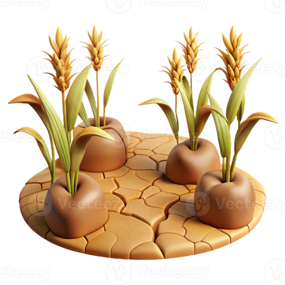 extraordinary creative Drought Affected Crops Withered Transparent Background Isolated genuine png