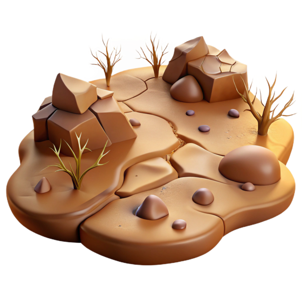 serene traditional Drought Parched Landscape Brown Isolated professional png