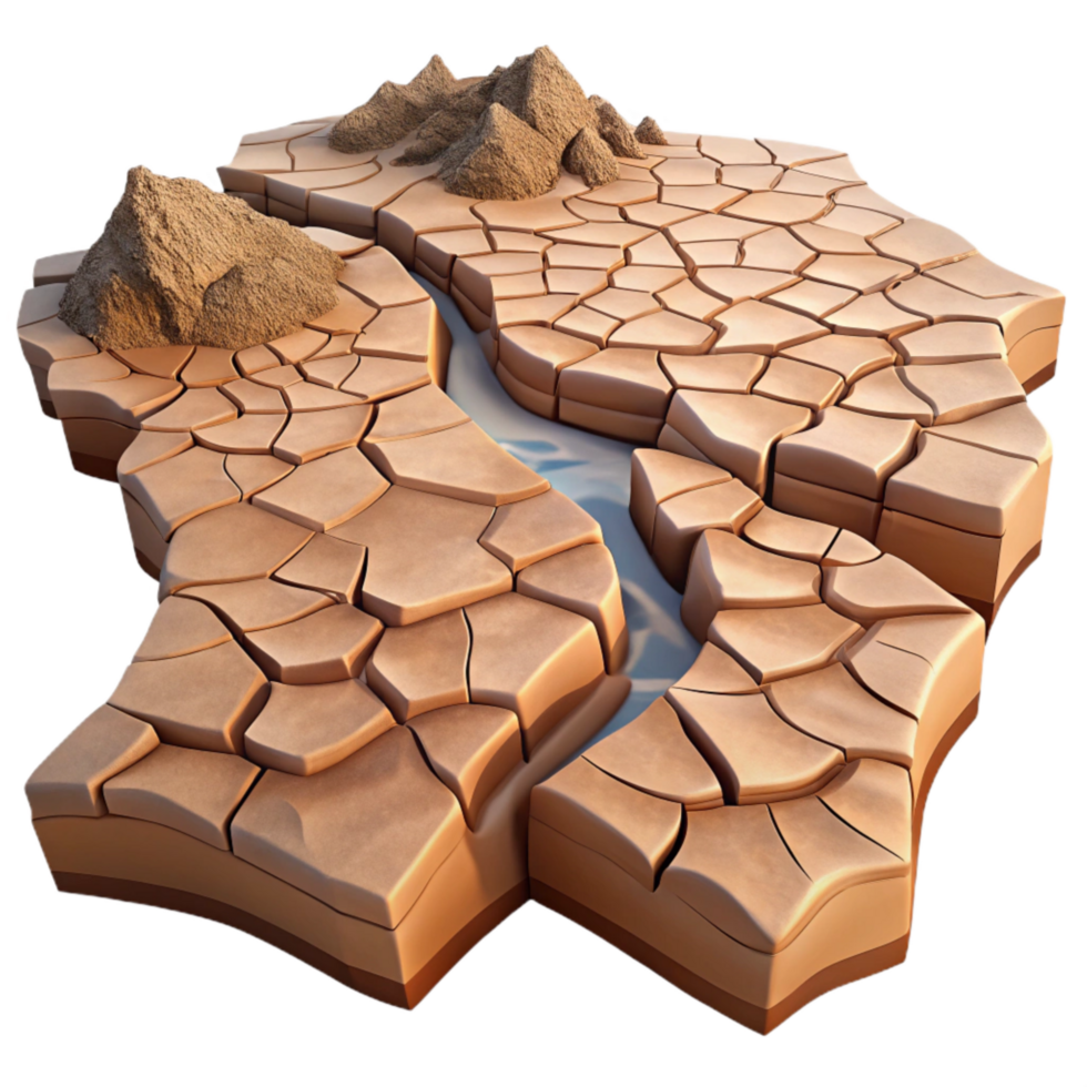serene minimalist Drought Cracked Riverbed Dry Transparent Element original png