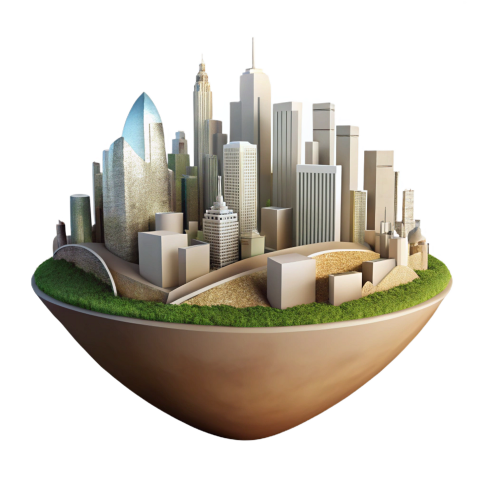 elegant modern Sustainable City Skyline Silhouette Transparent Background exclusive png