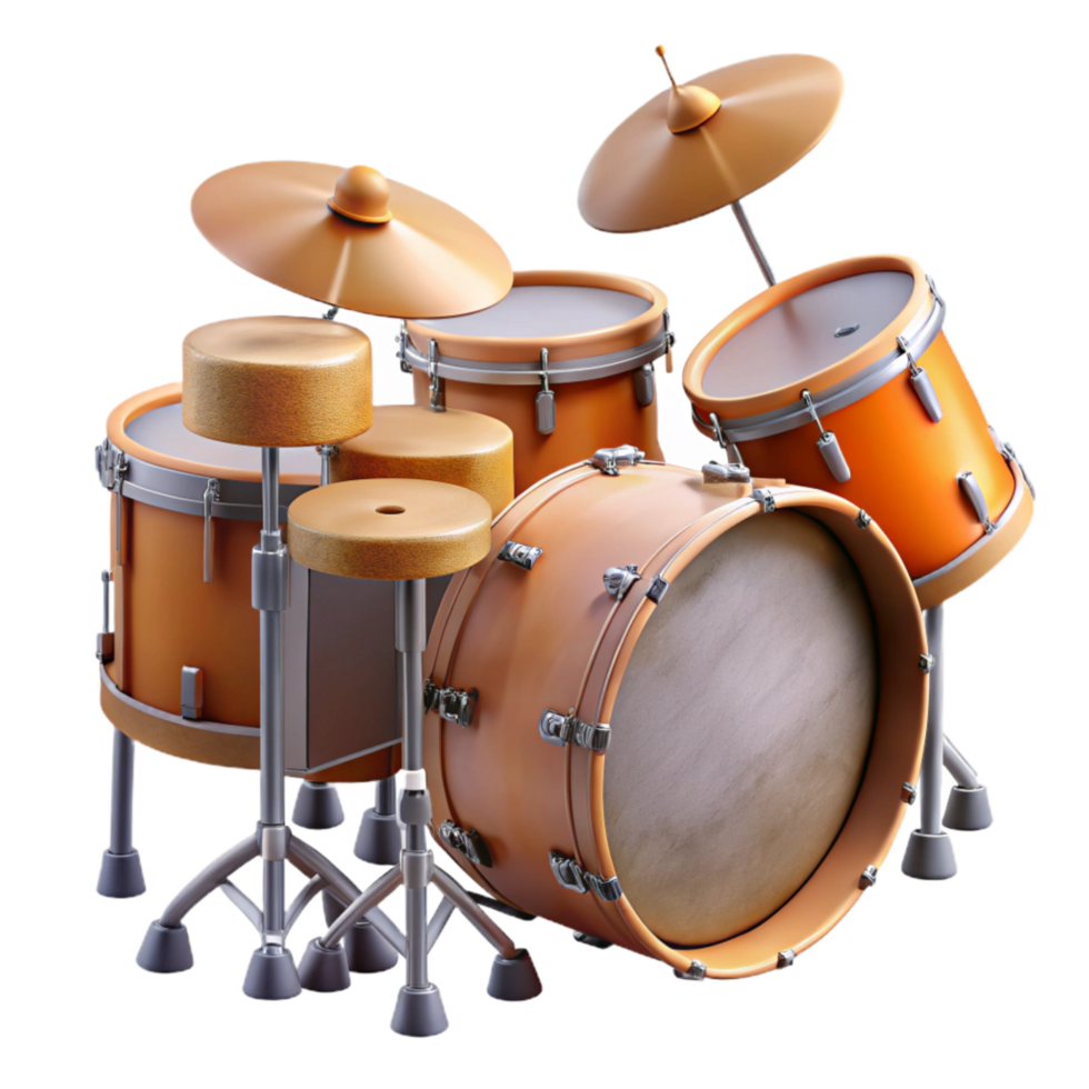 extraordinary traditional Drum Kit Multiple Drums and Cymbals Isolated Cutout Transparent Background high resolution png