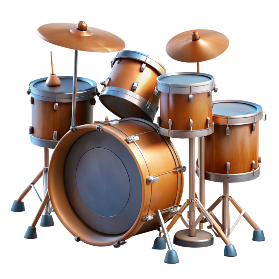 beautiful minimalist Drum Kit Multiple Drums and Cymbals Isolated Cutout Transparent Background high resolution png