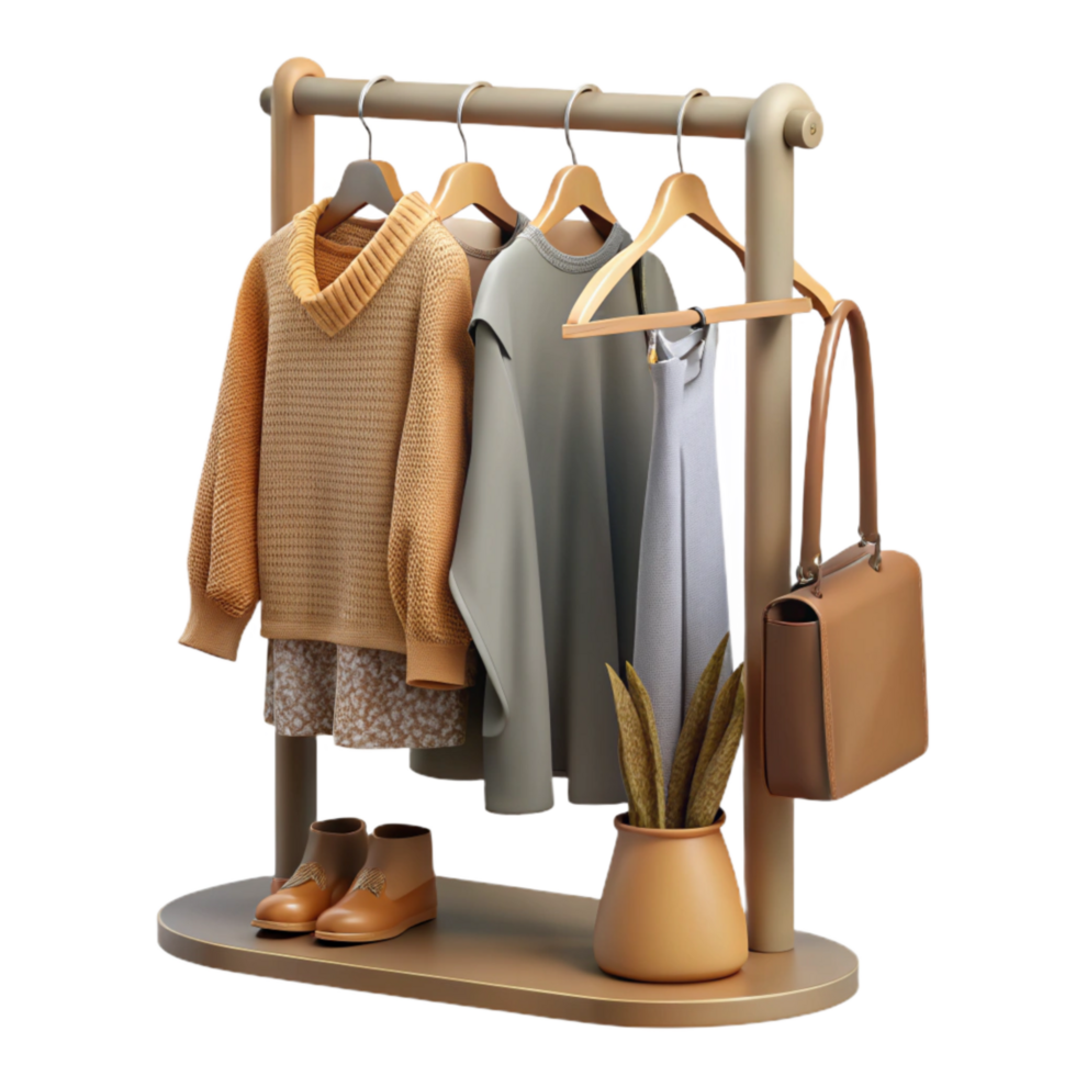 magnificent classic Sustainable Fashion Clothes Hanging Rack Isolated Element detailed png