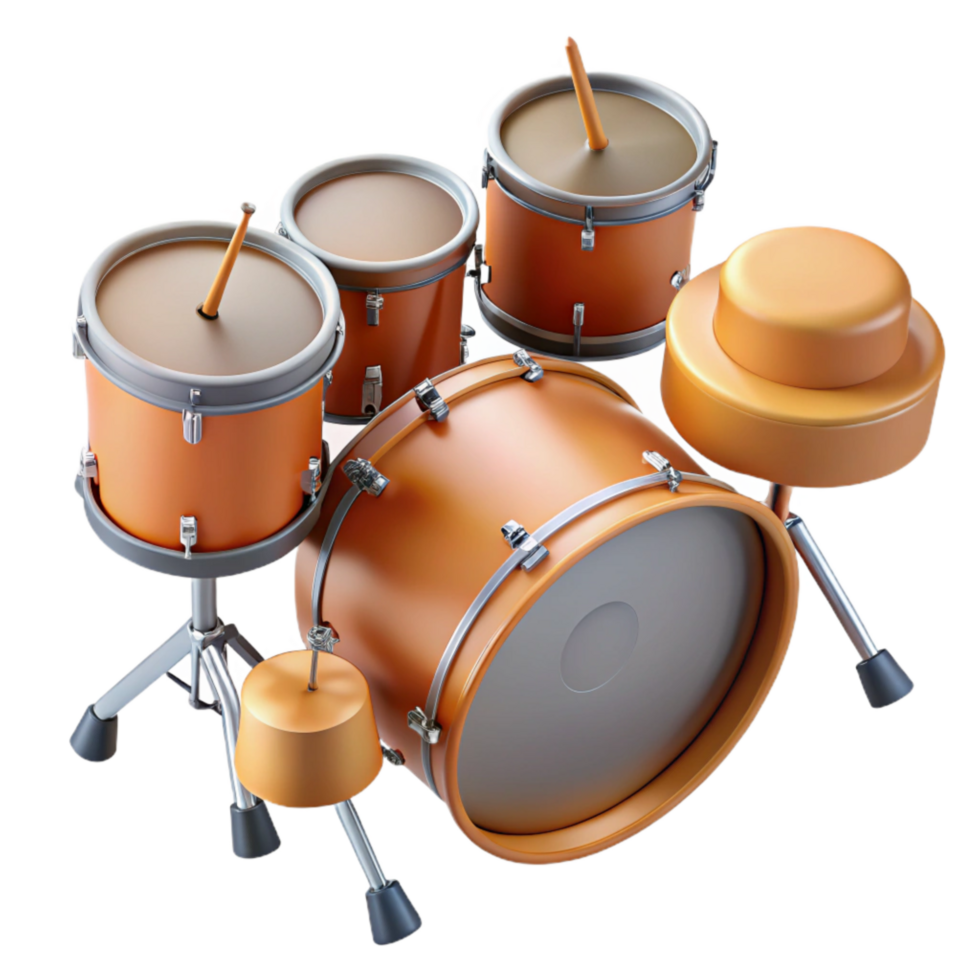 beautiful rustic Drum Set Overhead View Realistic Style Isolated exclusive png