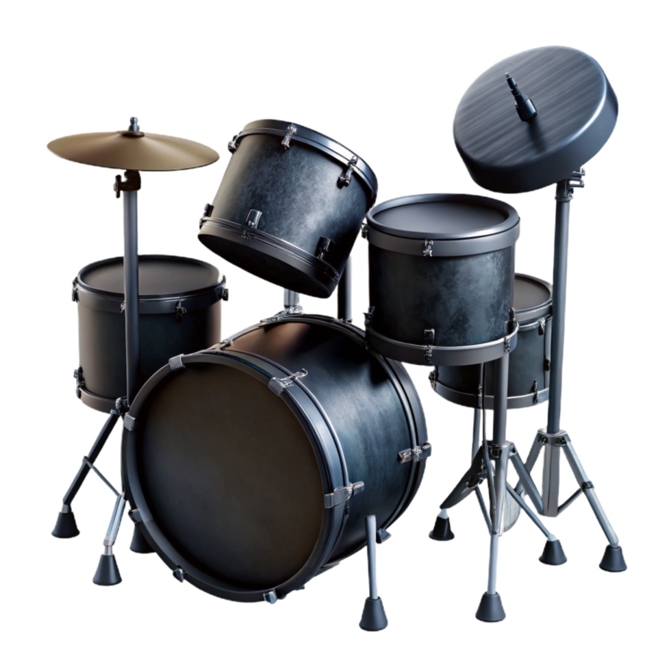 serene classic Drum Set Silhouette Black Isolated high quality png