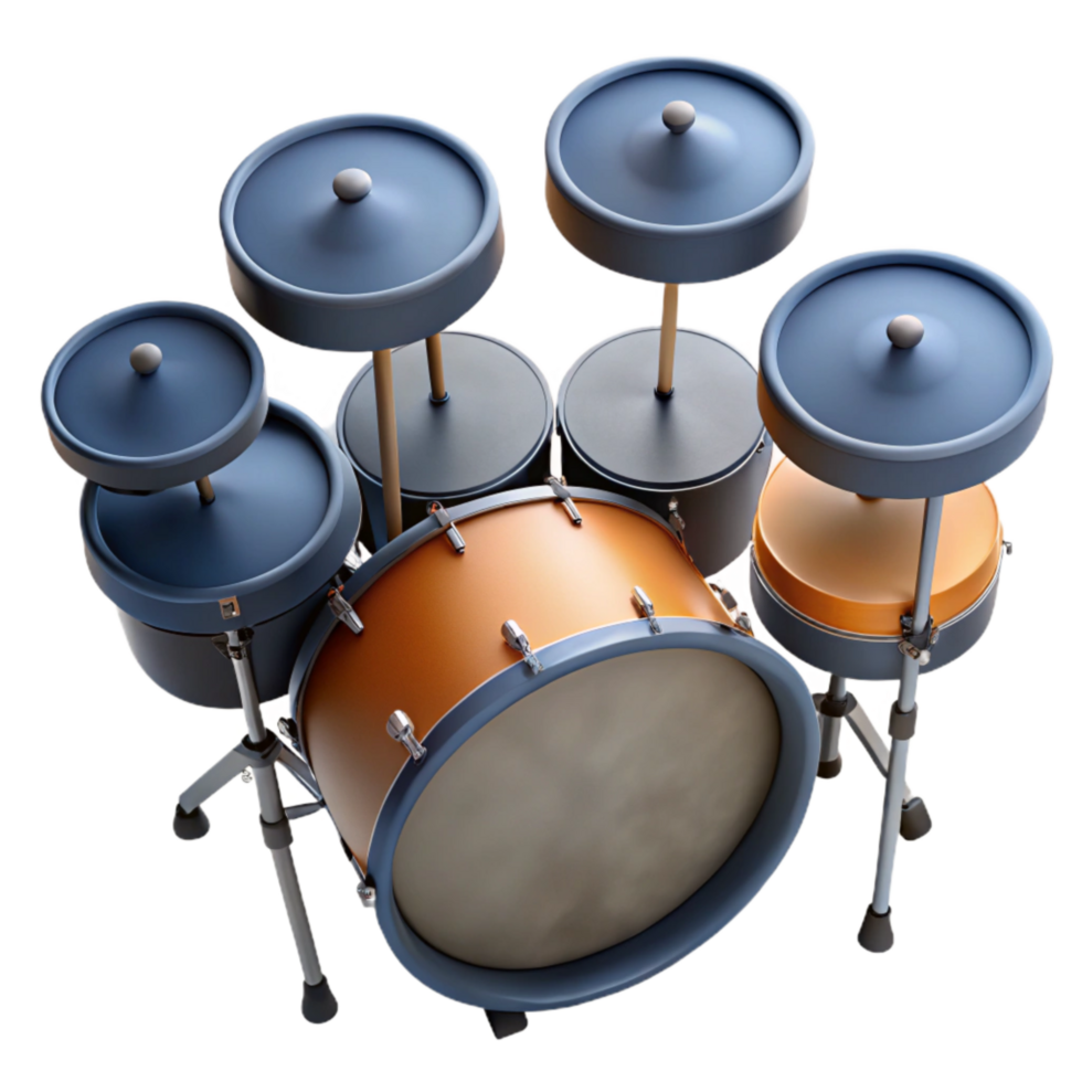 impressive rustic Drum Set Silhouette Top View Transparent Background detailed png