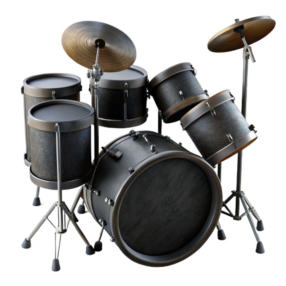 serene contemporary Drum Set Silhouette Black Isolated original png
