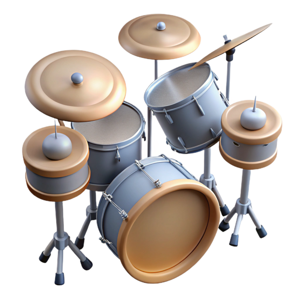 serene abstract Drum Set Silhouette Top View Transparent Background high quality png