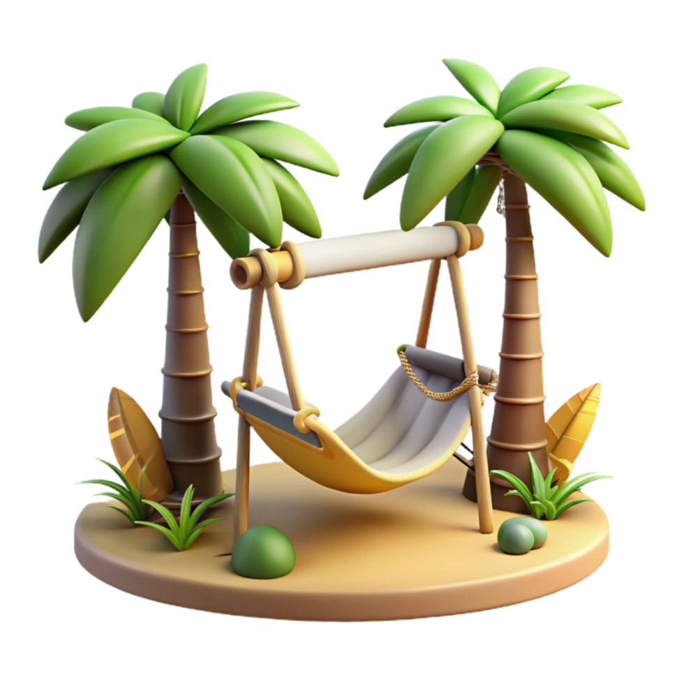 extraordinary contemporary Swinging Hammock Tropical Scene Isolated high quality png