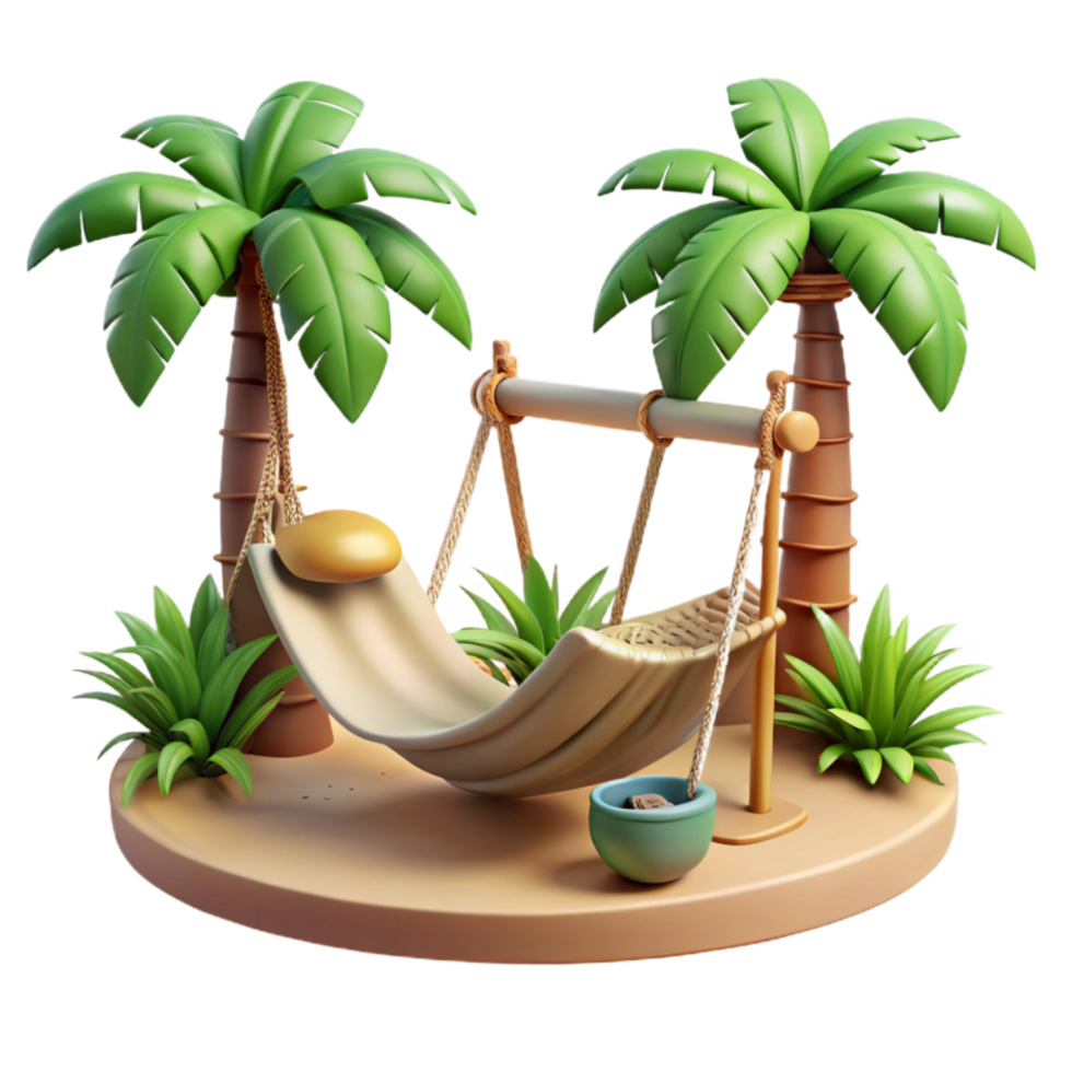 vibrant creative Swinging Hammock Tropical Scene Isolated high resolution png