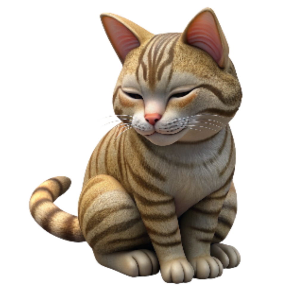beautiful creative Tabby Cat Grooming Itself Cutout Isolated authentic png