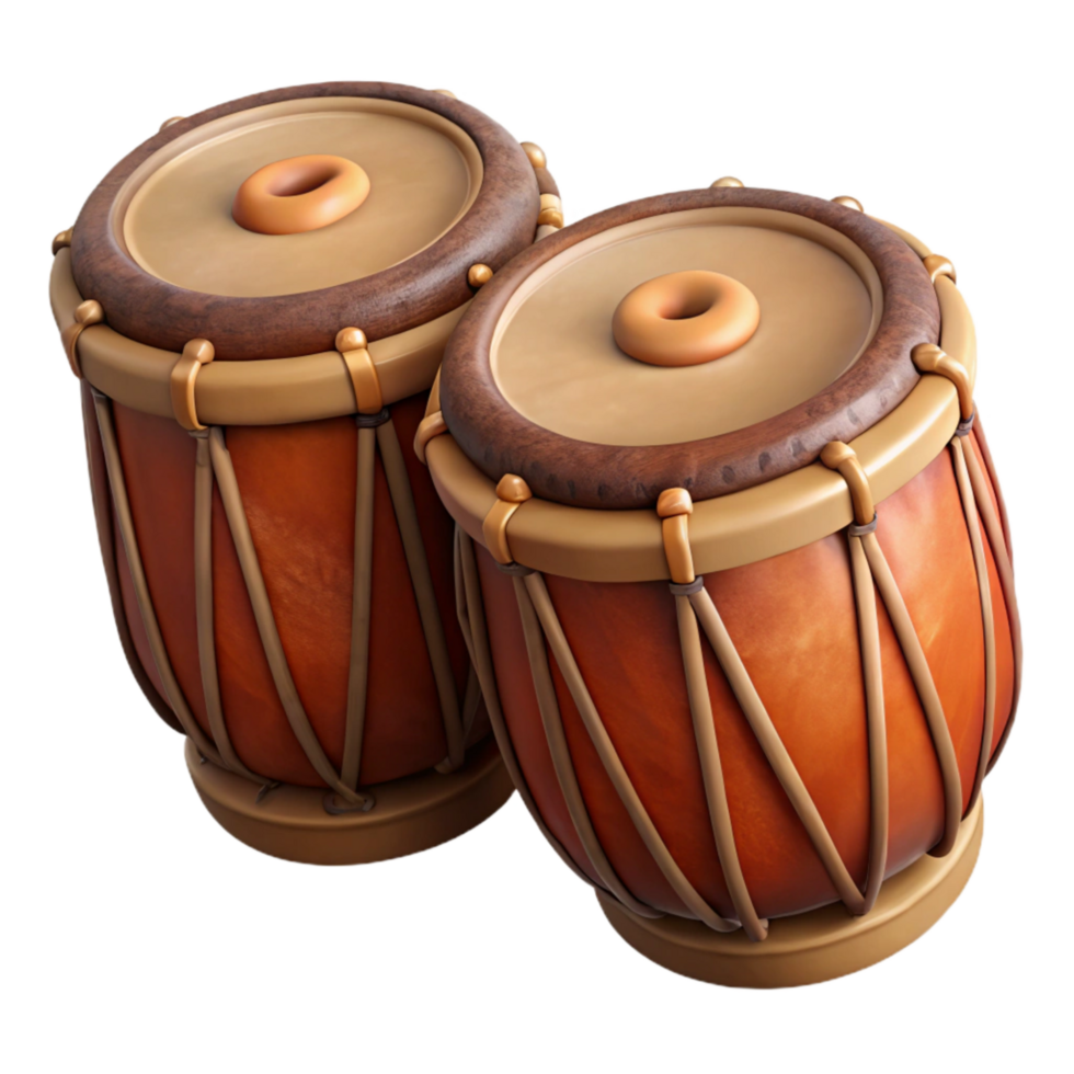 vibrant abstract Tabla Indian Drums Pair Leather Heads Isolated original png