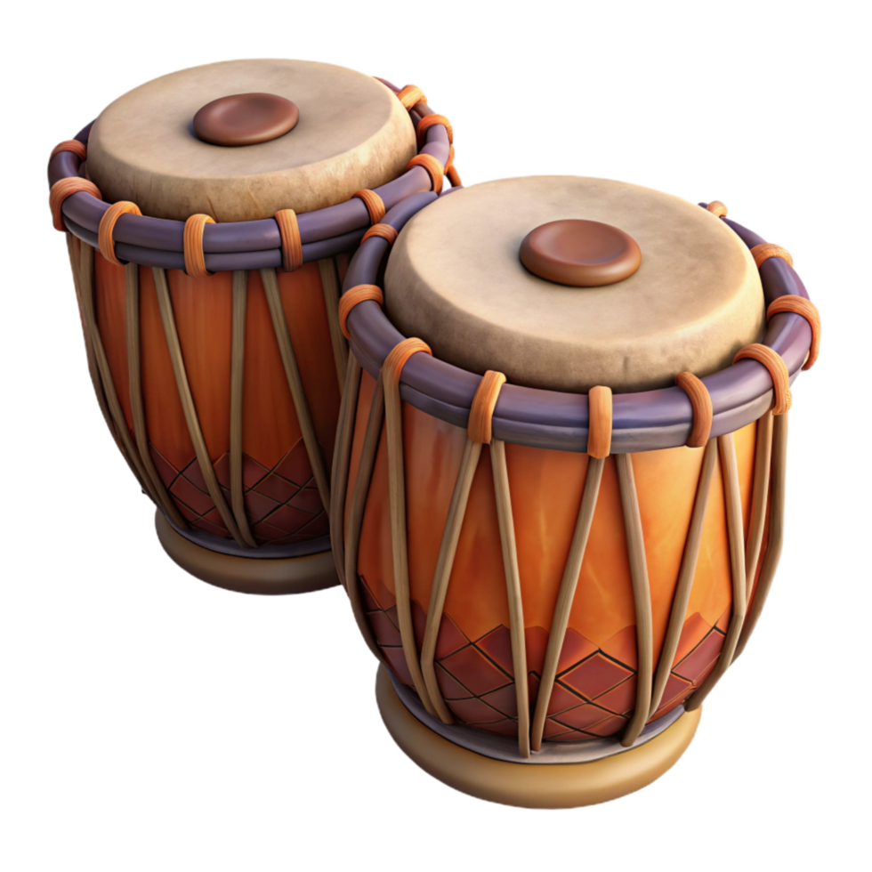 serene abstract Tabla Indian Drums Pair Leather Heads Isolated detailed png