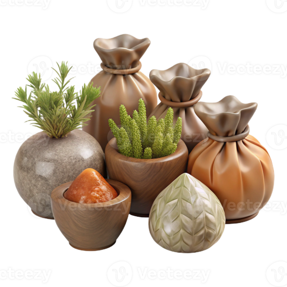 serene traditional Dry Herbs Variety Pack Transparent Background high quality png
