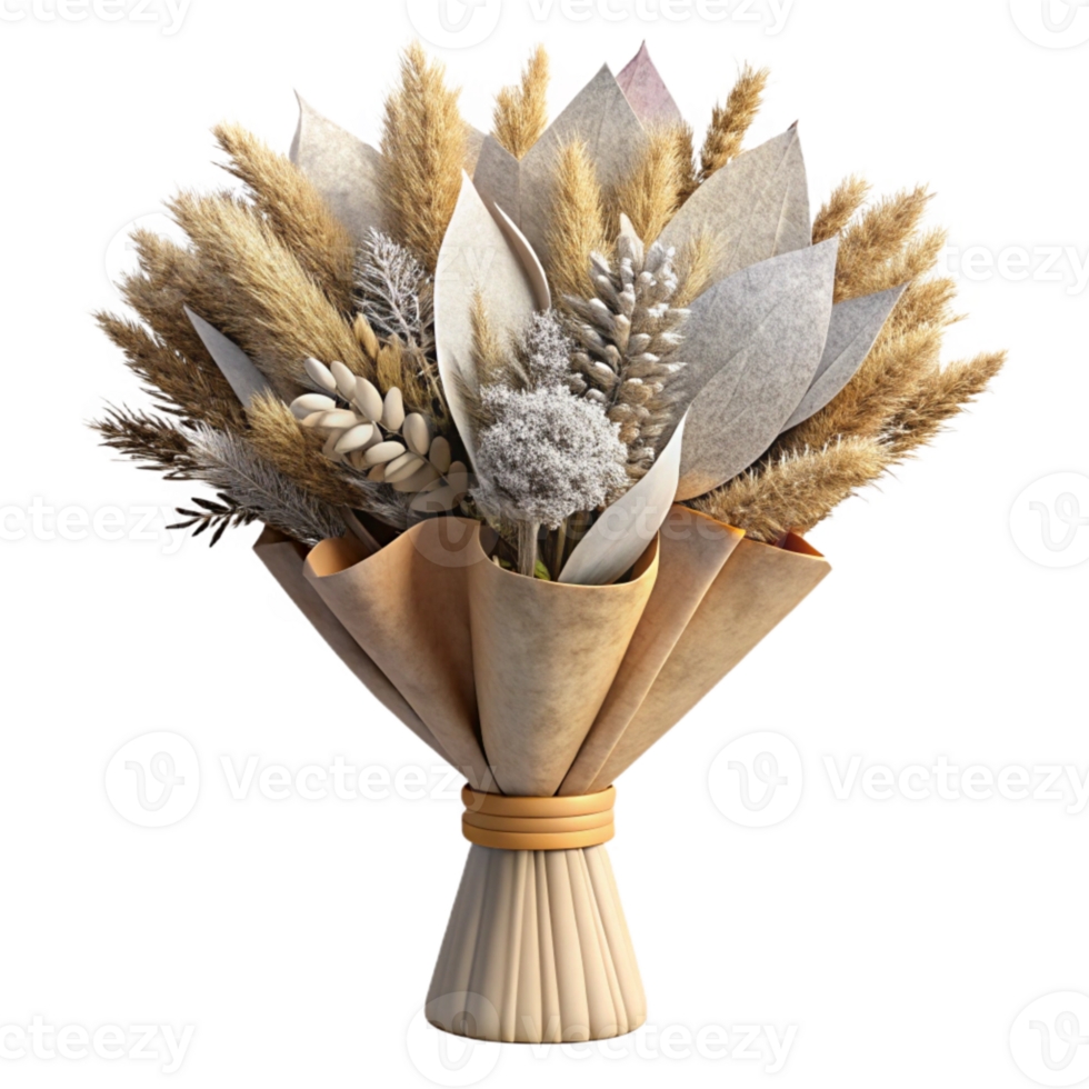 elegant abstract Dry Flower Bouquet Rustic Style Transparent Background png