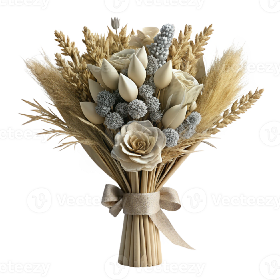 dramatic artistic Dry Flower Bouquet Rustic Style Transparent Background premium png