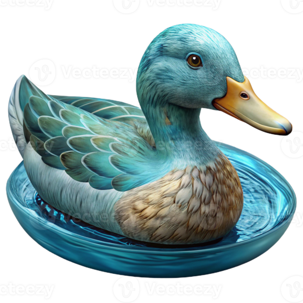 vibrant creative Duck Swimming in Pond Cutout on Transparent Background authentic png
