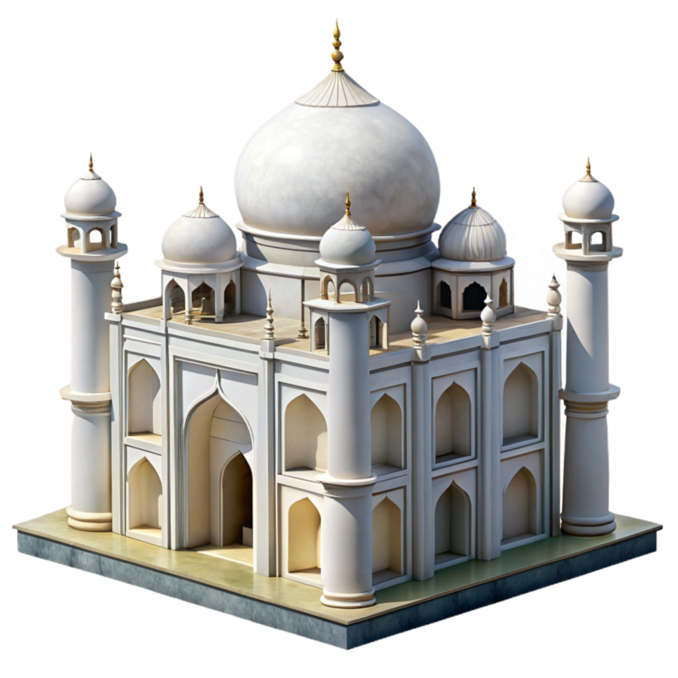 vibrant abstract Taj Mahal White Marble Intricate Detail Transparent Background professional png