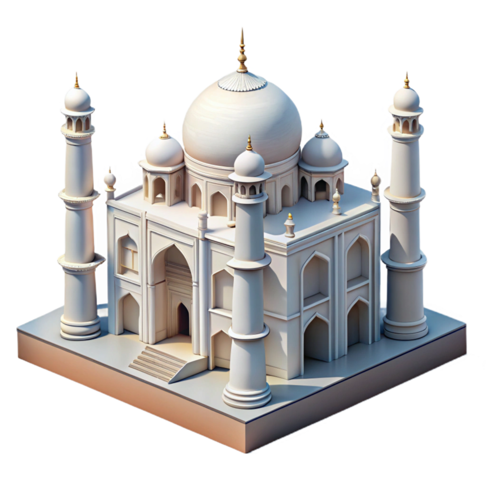 elegant minimalist Taj Mahal White Marble Intricate Detail Transparent Background high resolution png
