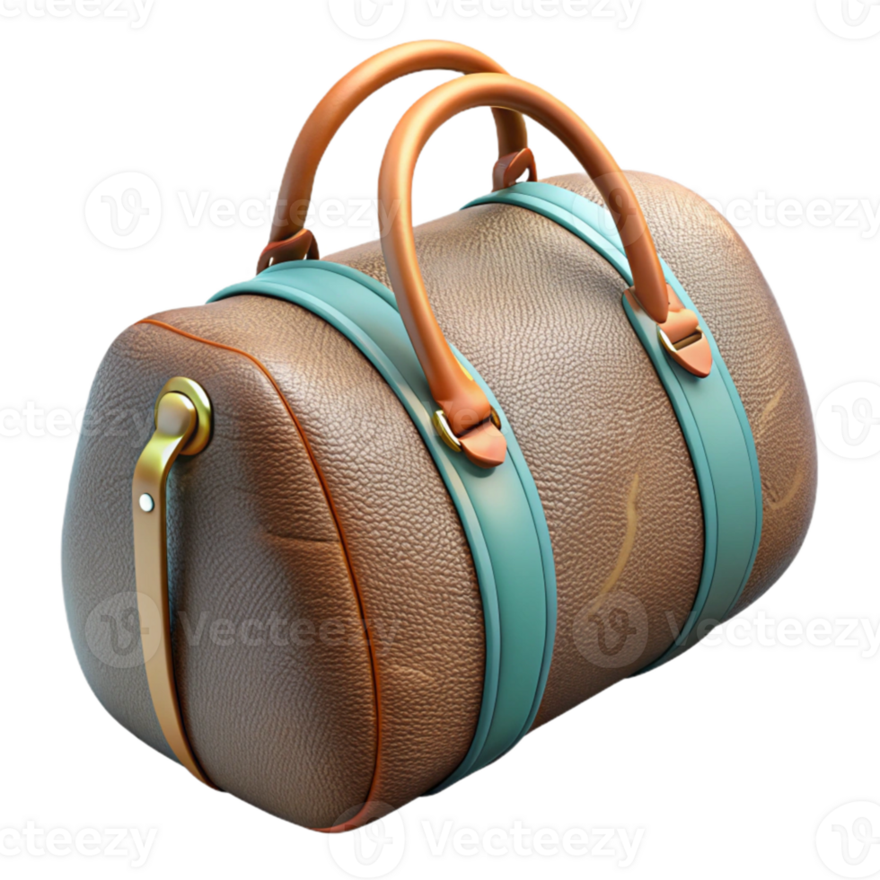elegant artistic Duffle Bag with Zipper Pull Transparent Background high quality png