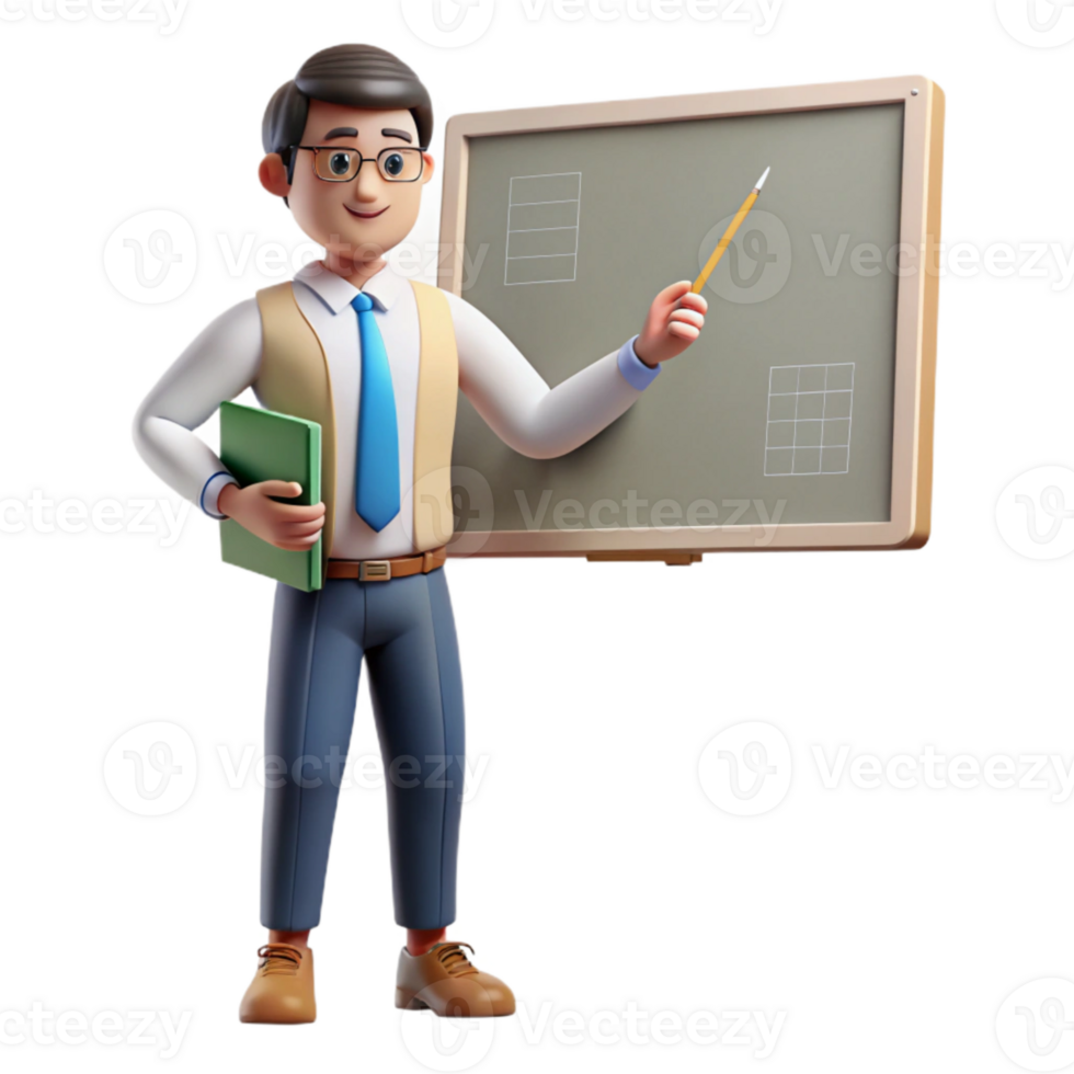 vibrant rustic Teacher Explaining Concept on Whiteboard Cutout high resolution png