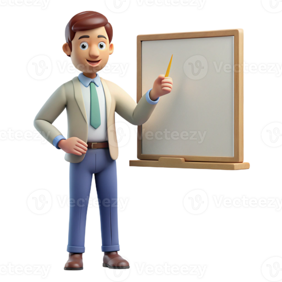 impressive rustic Teacher Explaining Lesson at Whiteboard Cutout high quality png