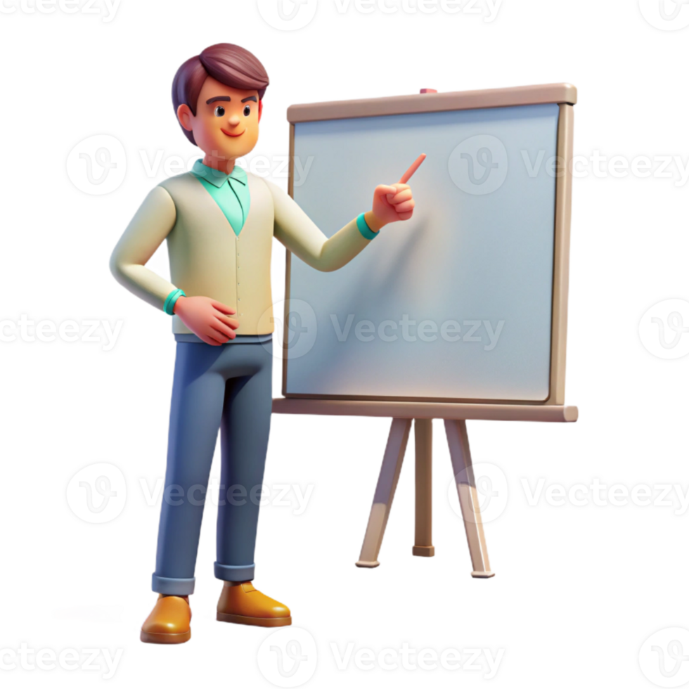 dramatic modern Teacher Explaining Lesson at Whiteboard Cutout high quality png