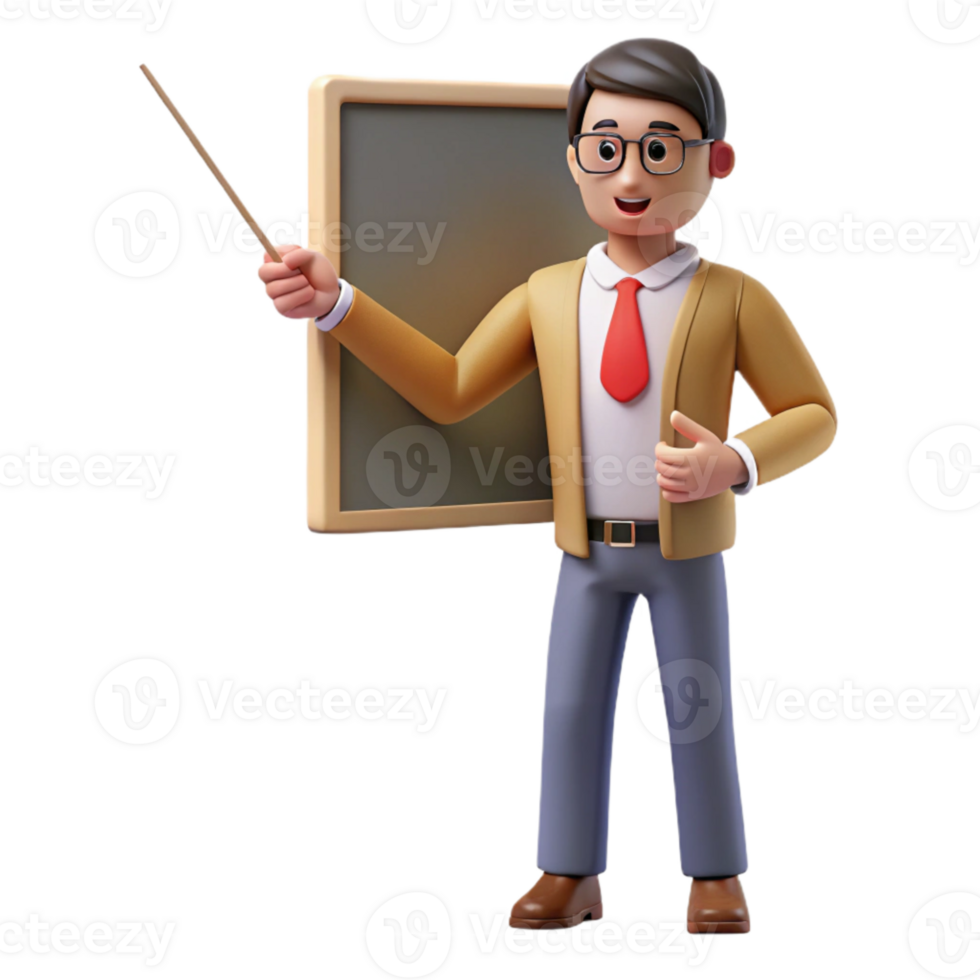 wonderful vintage Teacher Explaining Lesson with Pointer Cutout professional png