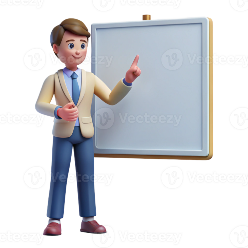 magnificent vintage Teacher Explaining Lesson on Whiteboard Side View Isolated detailed png