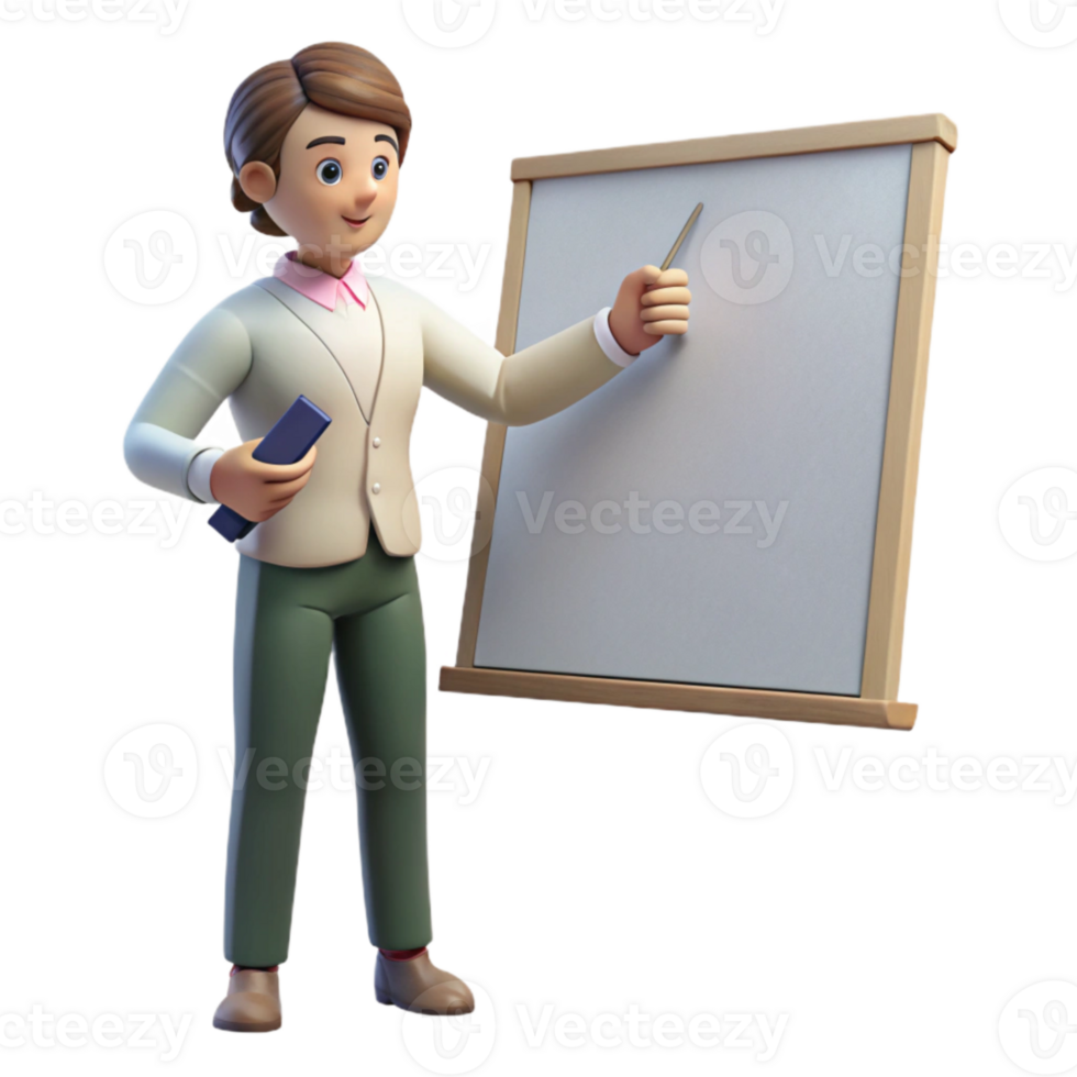 elegant abstract Teacher Writing on Whiteboard Side View Cutout original png