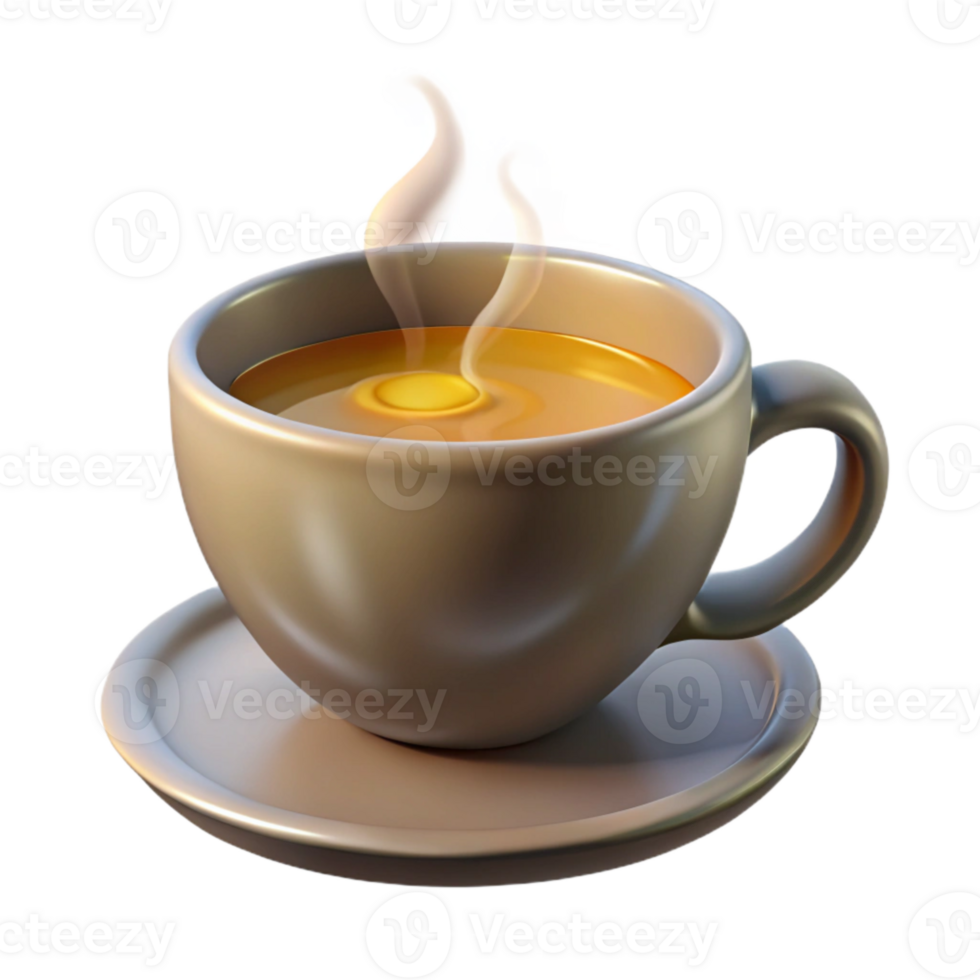 wonderful rustic Tea Cup Cutout with Steaming Tea Transparent Background authentic png
