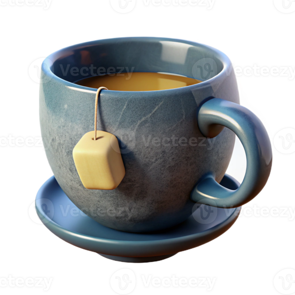 vibrant minimalist Teacup with Tea Bag Isolated Element premium png