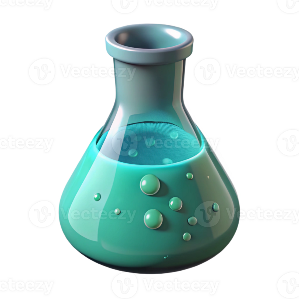 magnificent modern Teal Beaker with Bubbling Liquid Isolated genuine png