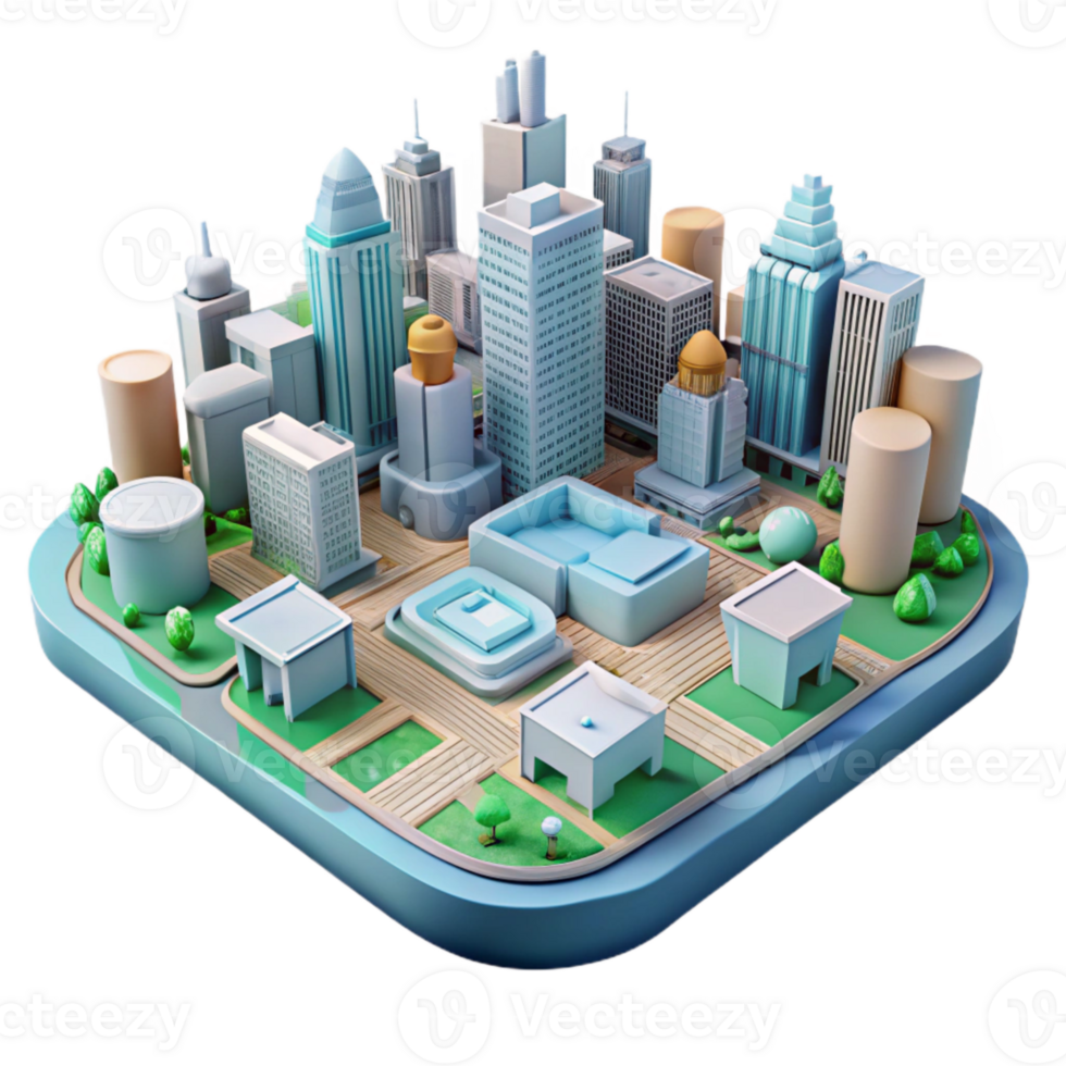 serene modern D Virtual City Planning Transparent Background premium png