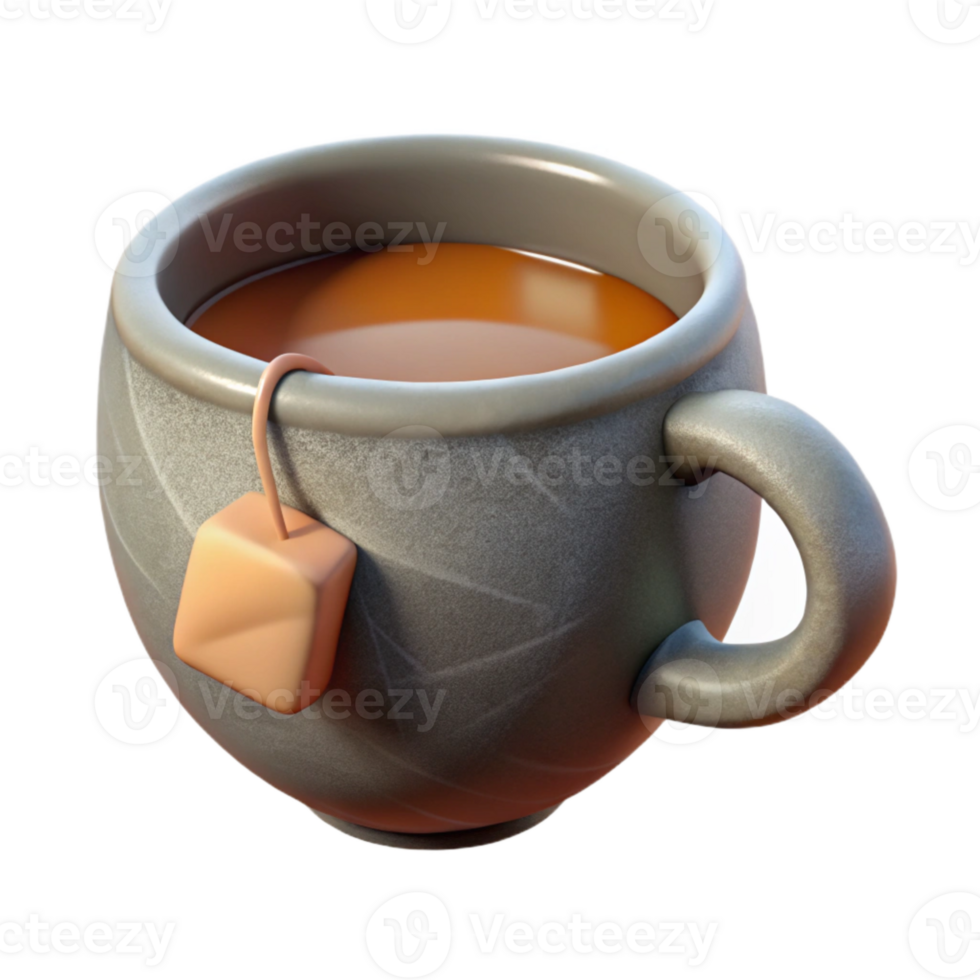 vibrant modern Teacup with Tea Bag Isolated Element exclusive png