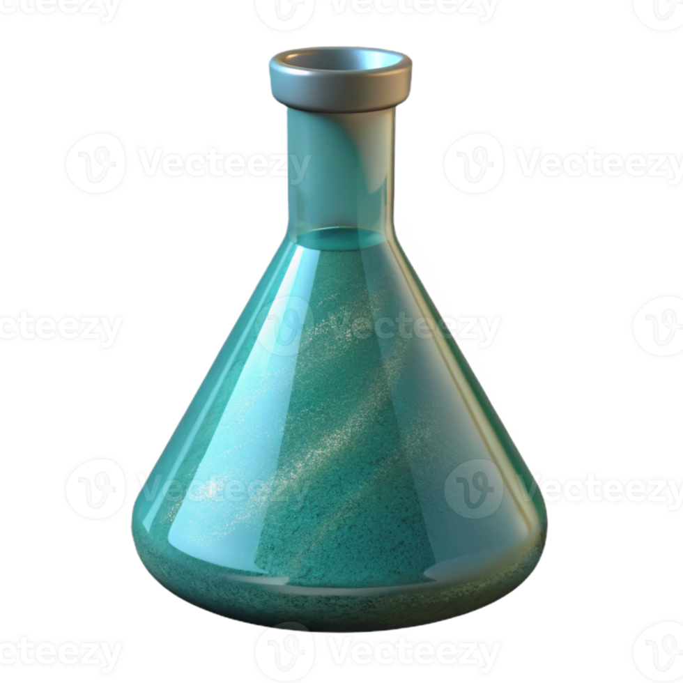 elegant abstract Teal Erlenmeyer Flask Laboratory Glassware Isolated png