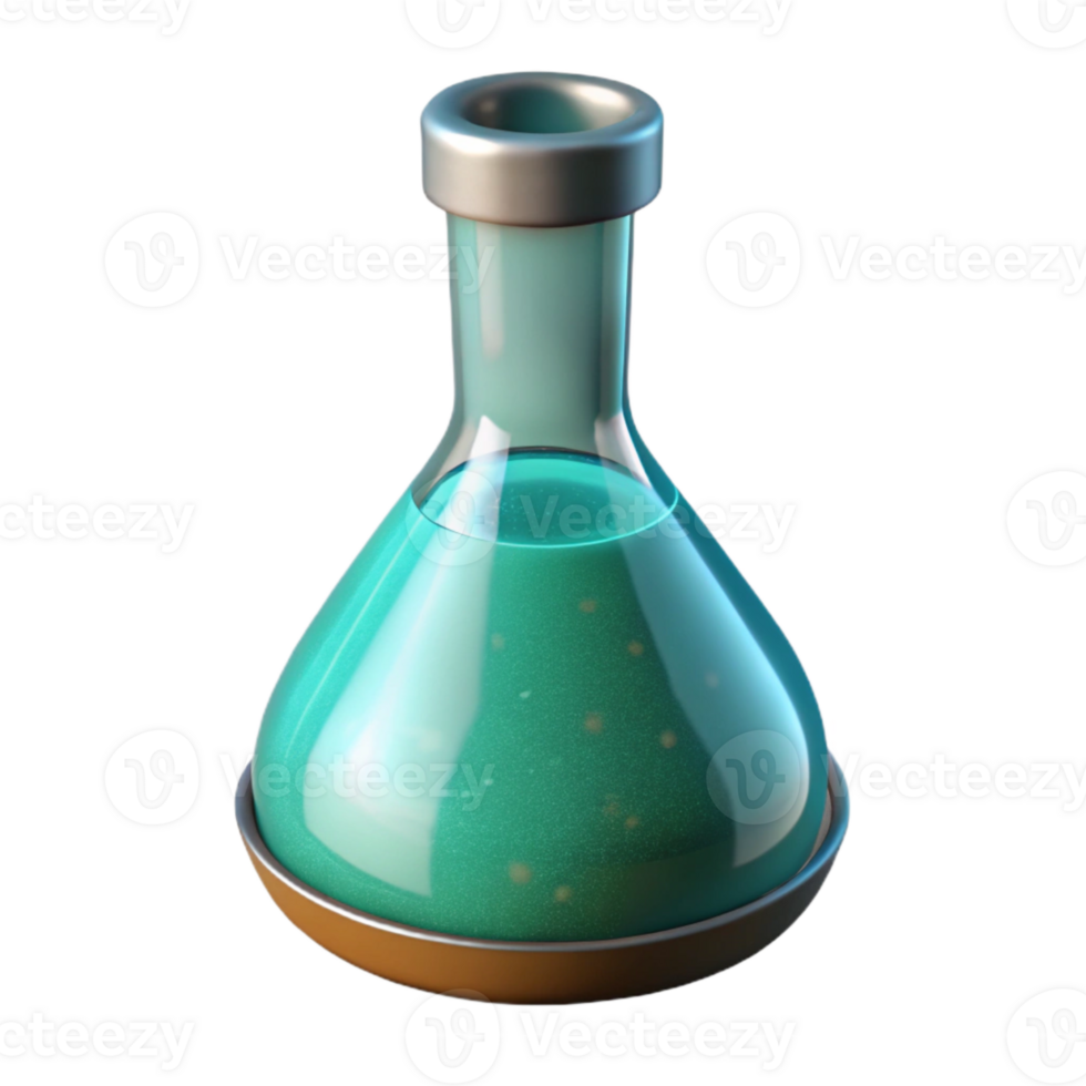 stunning rustic Teal Laboratory Flask Filled with Liquid Isolated professional png